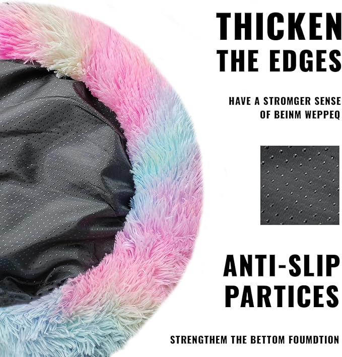 ShinHye Cat Bed Round Plush Fluffy Hooded Cat Bed Cave, Cozy for Indoor Cats or Small Dog beds