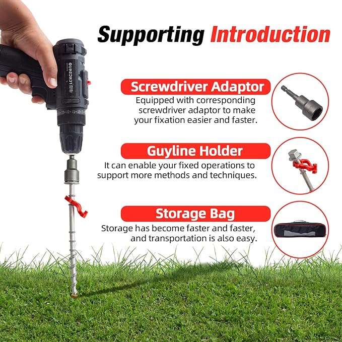 16 Psc Non-Rust Cast Aluminum Ground Anchors - Heavy Duty Screw in Tent Stakes for Superior