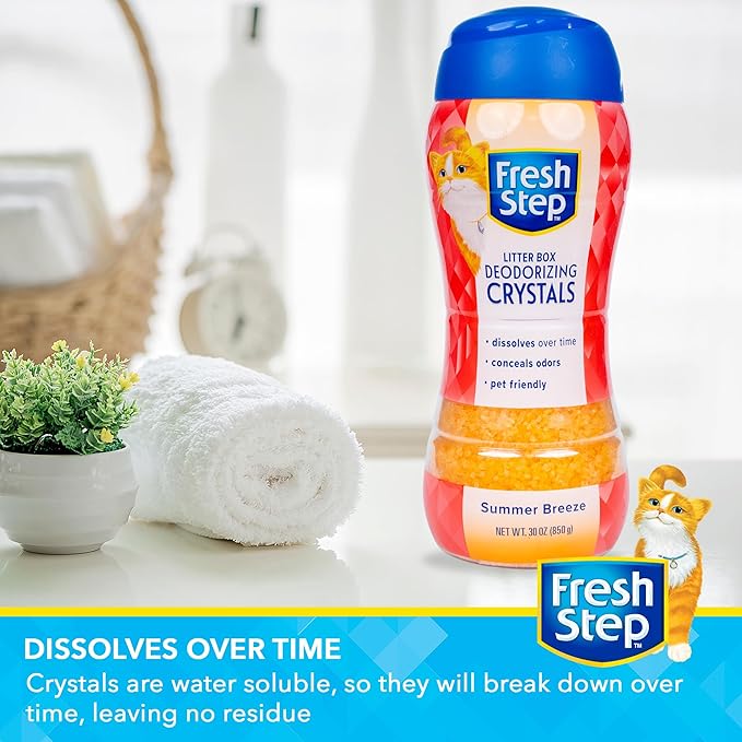 Fresh Step Cat Litter Crystals in Tropical Summer Breeze Scent - Cat Litter Box Deodorizer