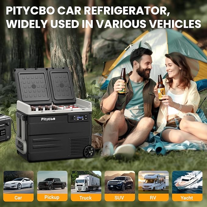 Car Refrigerator 12v Portable Fridge for Car, Auto 56 Quart Dual Zone Freezer Compressor Cooler