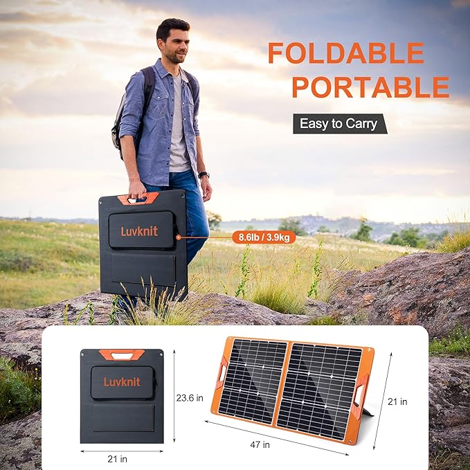 Solar Panels 100Watt Portable 24% High-Efficiency 18V Foldable Solar Charger with USB Outputs for