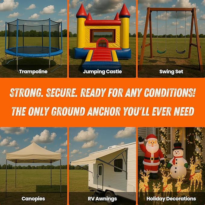 Ground Anchors Low Profile, 4 Pack Heavy Duty, Ground Anchors Screw in, Swing Set Anchors
