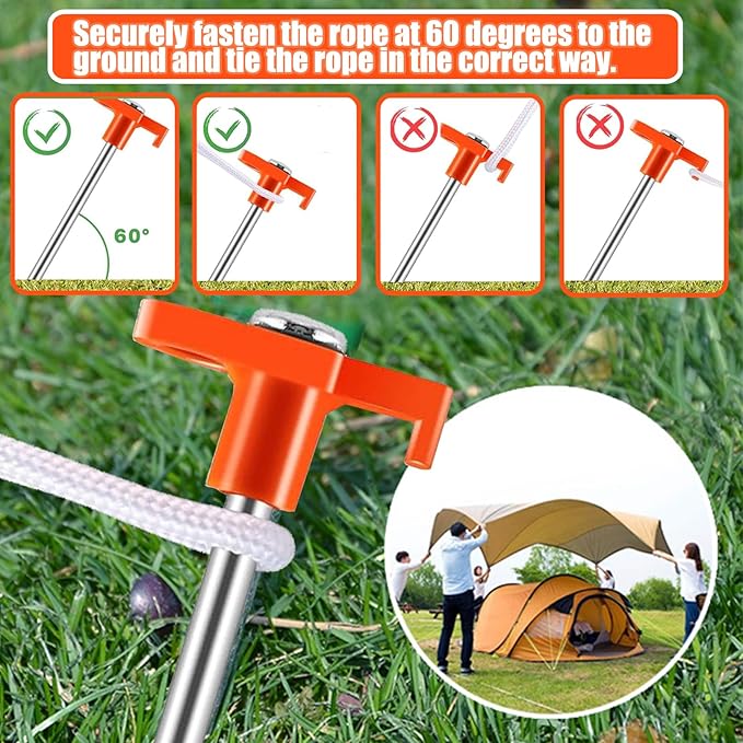 smillixin 23 Pack Tent Stakes Heavy Duty,10 Inch Non-Rust Metal Tent Pegs Camping Stakes,Ground