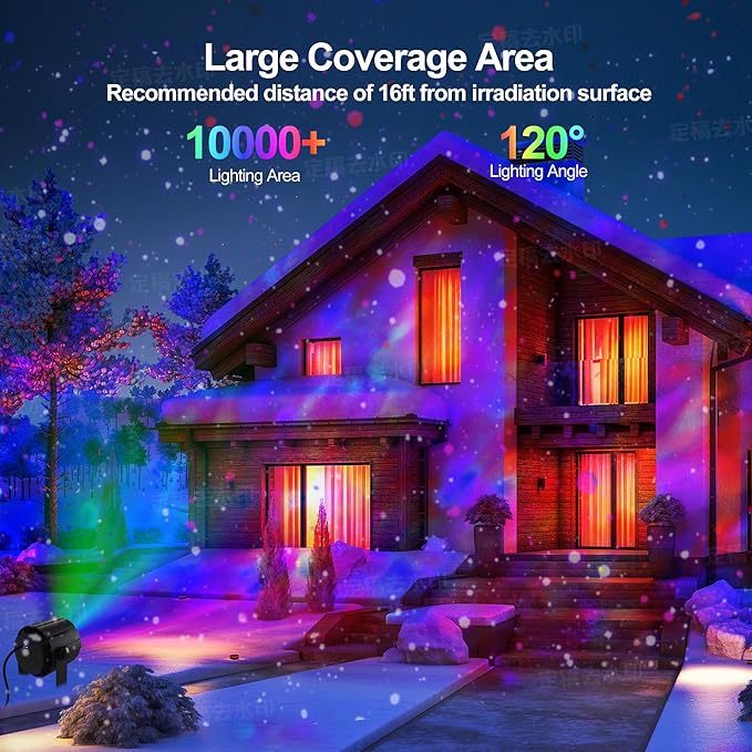 Ocean Wave Projector Light, 150W RGBW Color Changing Water Wave Light, LED Water Ripple Effect or