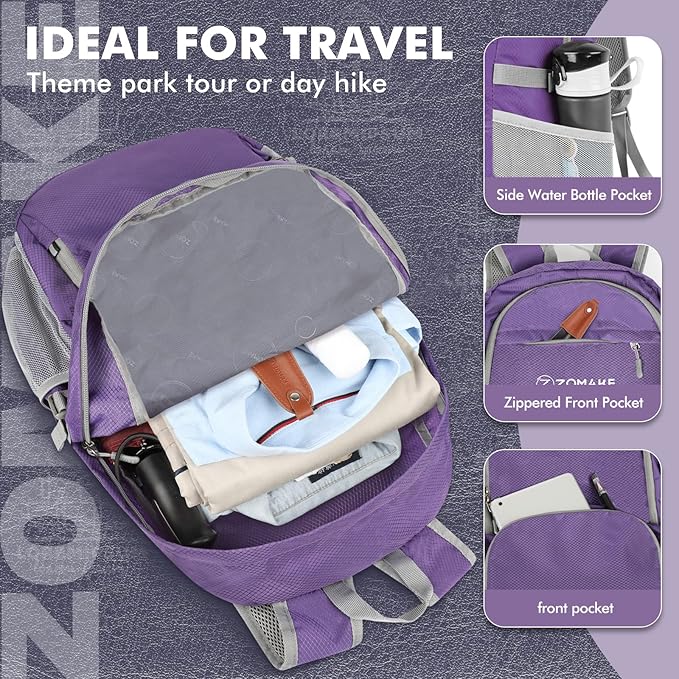 ZOMAKE Lightweight Packable Backpack 30L - Foldable Hiking Backpacks Water Resistant Compact