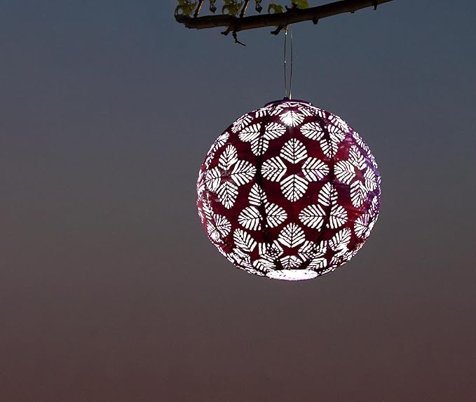 Allsop Soji Stella - Brights Geo Palm - 12" Outdoor Solar Lantern - Violet