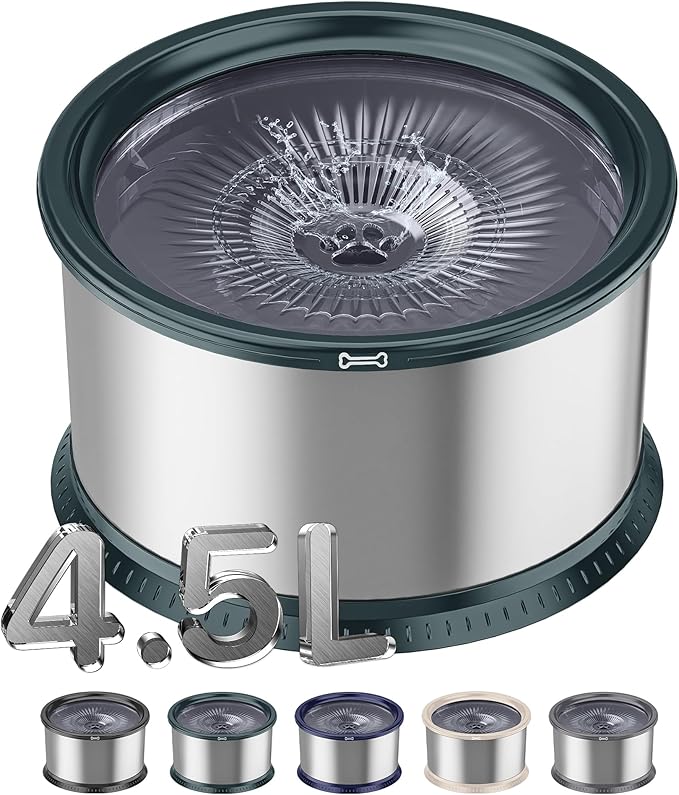 4.5L/1.2Gal Dog Water Bowl, No Spill Stainless Steel Slow Water Bowl for Medium Large Dogs, Large