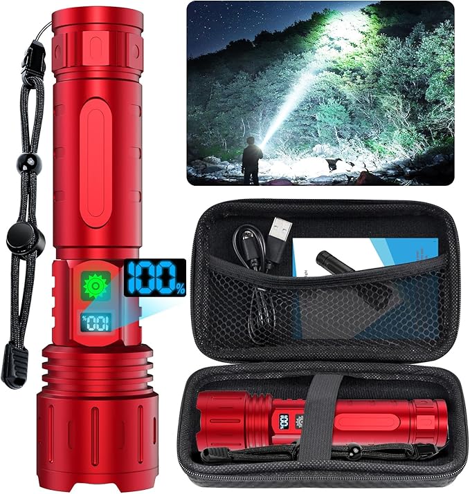 Flashlights High Lumens Rechargeable - 1500 Meters Long Beam Super Bright LED Flash Light with