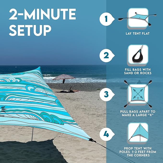 Neso Gigante - Portable Beach Tent - Ideal to Enjoy with Family and Friends - UPF 50+