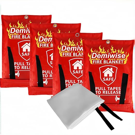 Fire Blankets for Home and Kitchen,4-Pack 40"x40" Emergency Fire Safety Blankets for People House