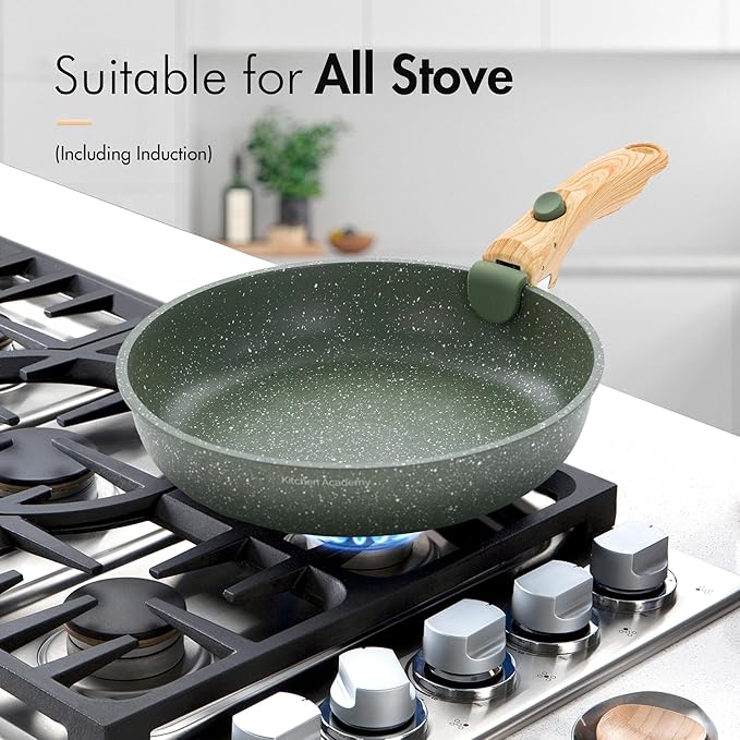 10 Pcs Pots and Pans Set Non Stick, Nonstick Kitchen Cookware Sets Detachable Handle, Induction