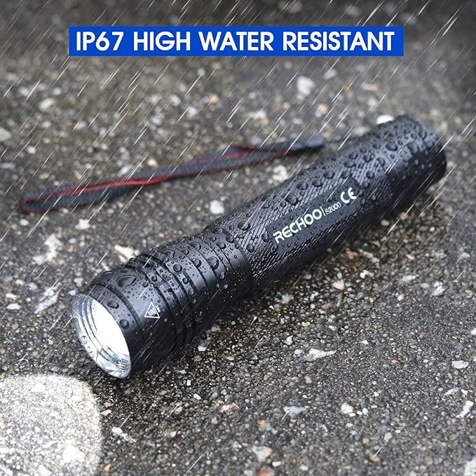 RECHOO S2000 LED Flashlight High Lumens, Super Bright, Powerful, Mid-Size Tactical Flashlight with