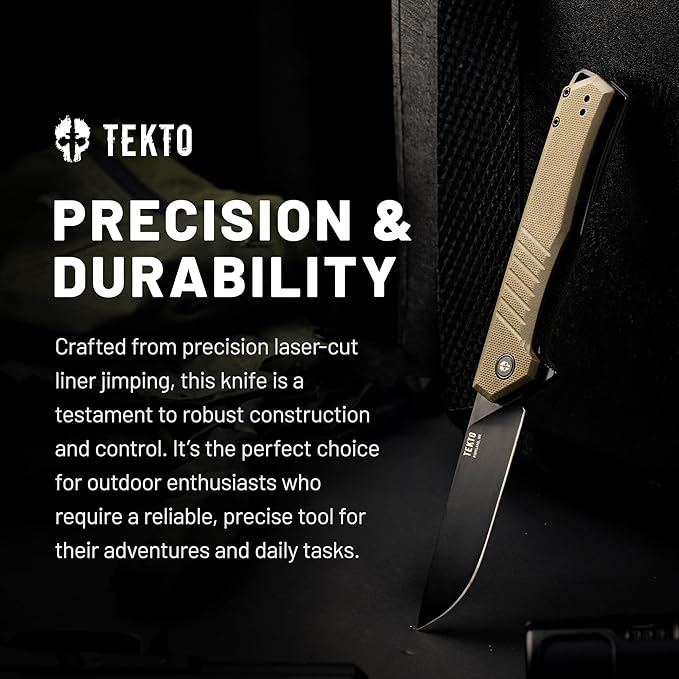 F1 Alpha Folding Pocket Knife - Modified Straight Back Blade, Titanium Coated D2 Steel, Ideal for