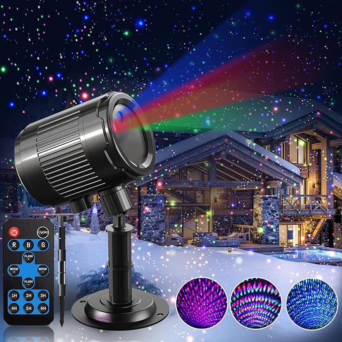 Christmas Laser Projector Light Outdoor: RGB 3 Colors Firefly Moving Laser Lights, IP65 Waterproof