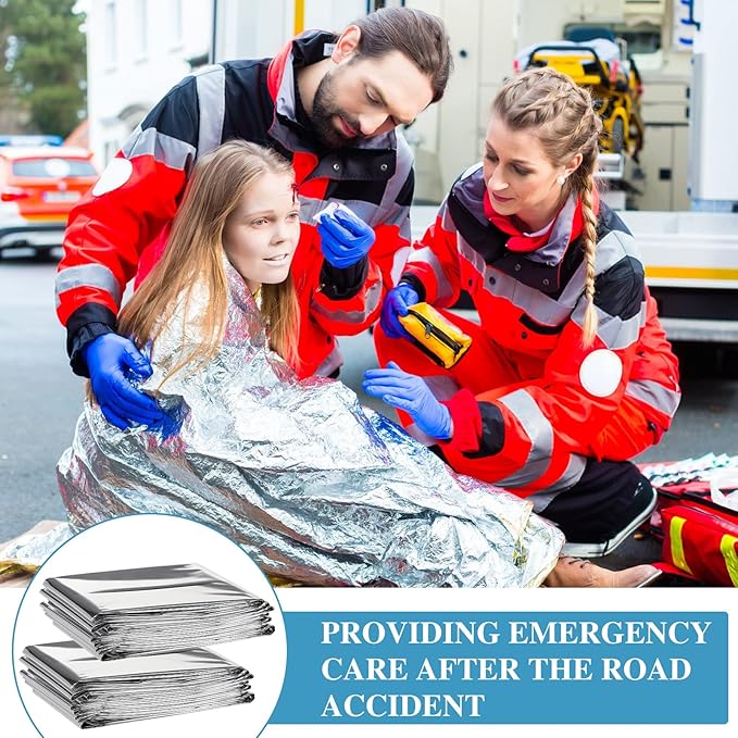 Macarrie Emergency Blanket Bulk - Survival Thermal Silver Foil Reflective Blankets Set Pack for