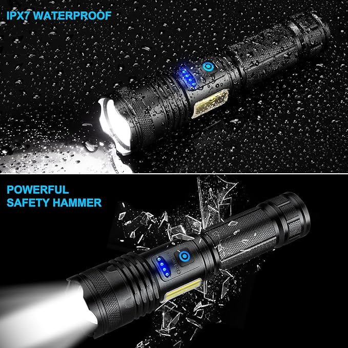 Alicegirl Rechargeable Flashlights High Lumens, 99000LM Super Bright Flashlight, Adjustable