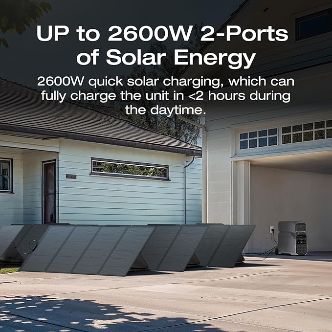 EF ECOFLOW Power Station 4096Wh DELTA Pro 3 with 400W Portable Solar Panel, 120/240V 4000W AC