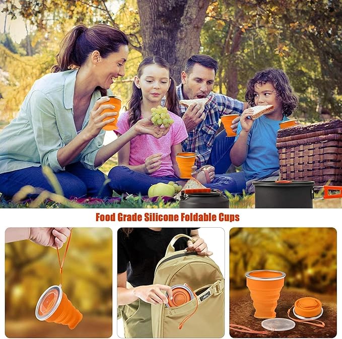 Camping Cooking Set Camping Cookware Outdoor Aluminum Mess Kit with Frying Pan, Pot with Lid, 1.2L