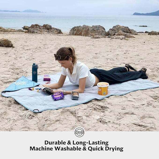 STOVER Outdoor Waterproof Fleece Travel Blanket for Camping, Picnics, Stadiums, Sports, The Beach