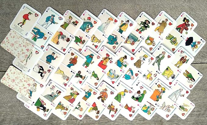 Valentine Day Playing Cards (Poker Deck 54 Cards All Different) Vintage Retro Funny Cartoons Poems