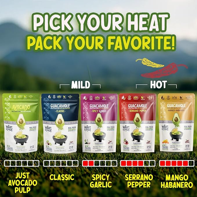 WAKS & SNACKS Freeze Dried Guacamole Classic |100% Fresh Hass Avocados, Perfect for Tortilla Chips