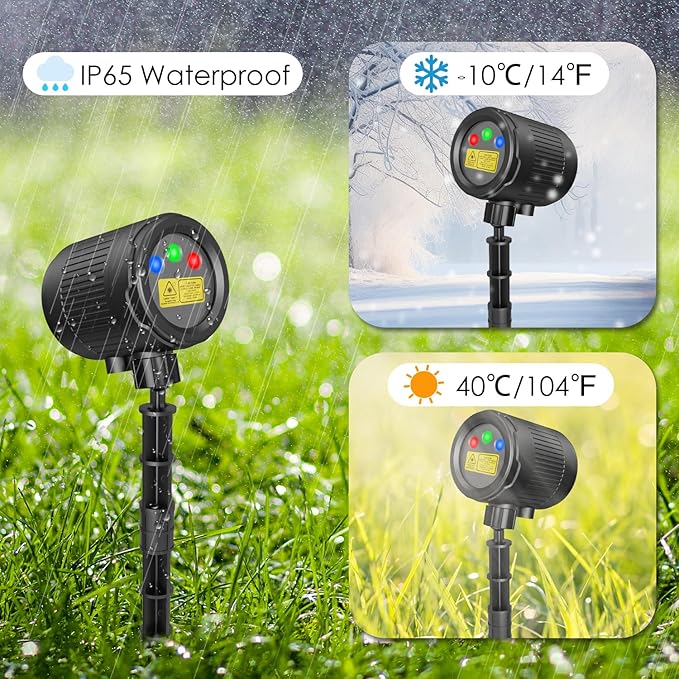 Halloween Laser Lights Outdoor, 3 Color RGB Laser Christmas Projector Lights Outdoor, Waterproof