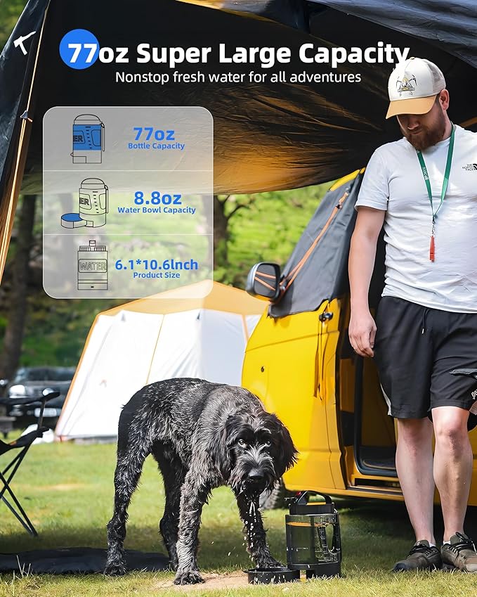lesotc Dog Travel Water Bottle Portable with Pull-Out Drinking Bowl, 77oz Large Travel Water Bowl