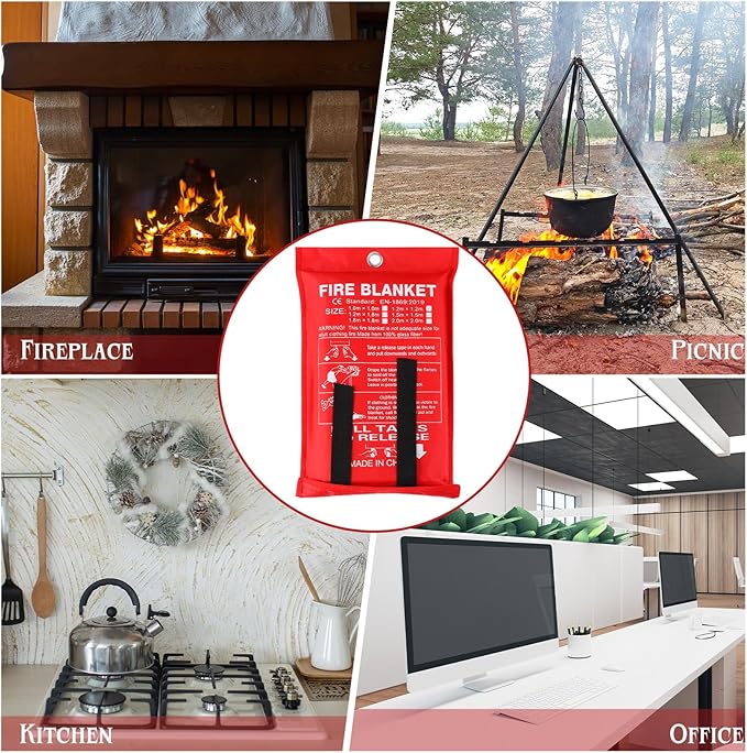 Jerify 24 Pack Fire Blanket for Home Emergency - 47 x 47 Inch Kitchen Fire Suppression, Fiberglass