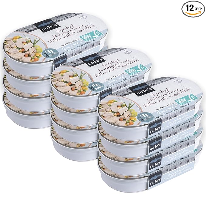 COLE’S - Smoked Rainbow Trout Fillet with Vegetables | Ready to Eat Meal | 5.6 oz Hand-Packed