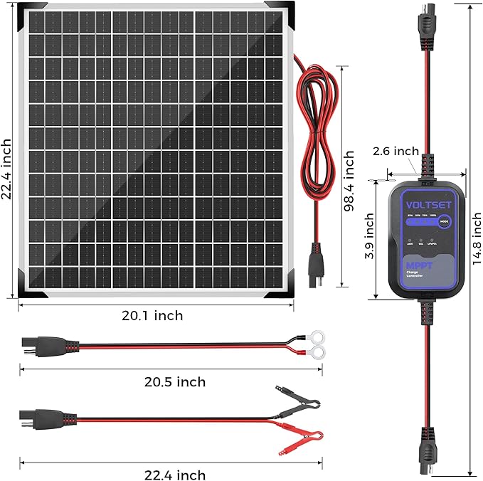 Solar Panel Kit 50W 12V with MPPT Controller, Solar Battery Trickle Charger Maintainer, Waterproof