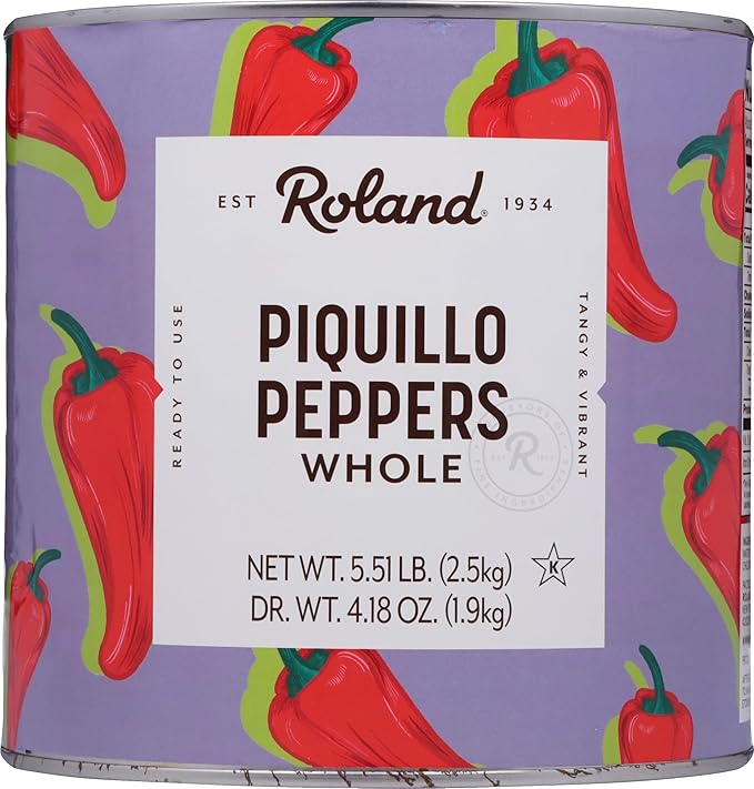 Roland Foods Whole Red Piquillo Peppers, Specialty Imported Food, 5 Lb 8 Oz Can