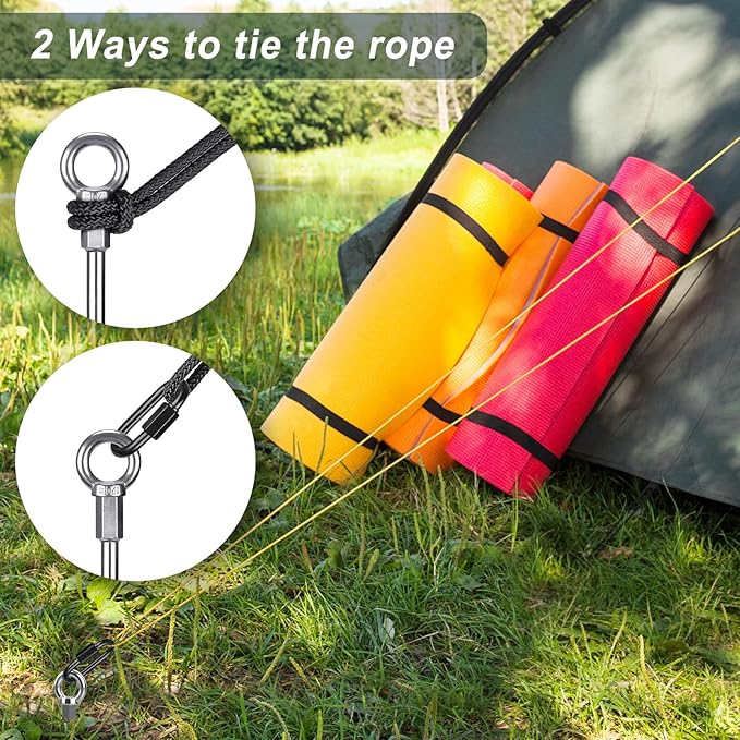 12 Inch Ground Anchors, 8 Pcs Heavy Duty Tent Stakes, Easy to Install and Reusable, for Camping