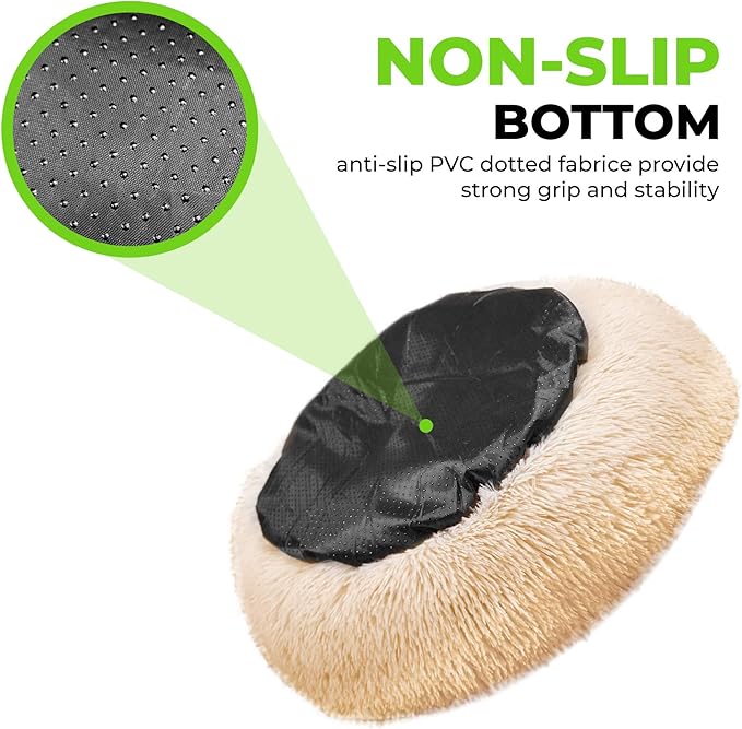 Whiskers & Friends Cat Bed Dog, Cat Beds for Indoor Cats Washable, Orthopedic Soft Fluffy Round