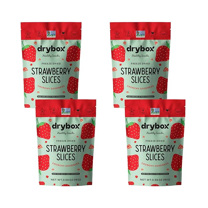 Drybox Freeze Dried Strawberries Sliced | 100% Natural Fruit | Freeze Dried Strawberry Source | No