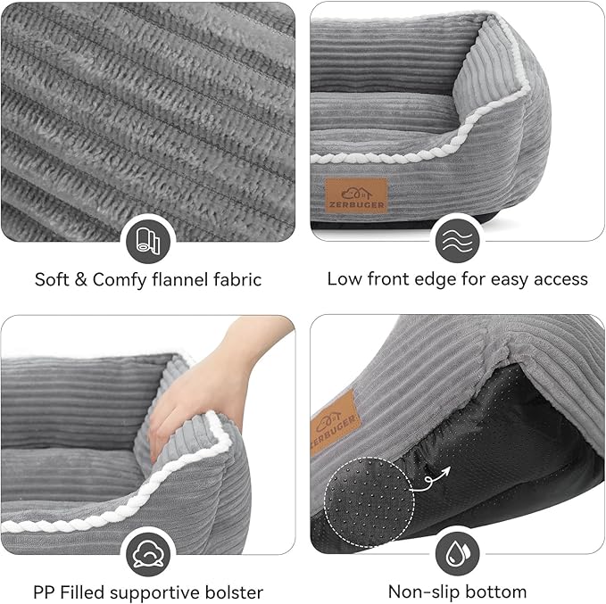 Cat Dog Bed for Pets, Rectangle Pet Bed Gift for Puppy and Kitten, Machine Washable Calming Fluffy