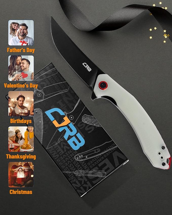 CJRB Folding Pocket Knife with AR-RPM9 Steel Blade and G10 Handle for Men Outdoor, Camping