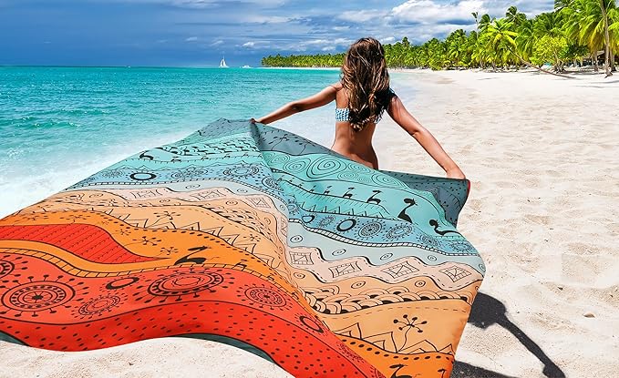 Beach Blanket Waterproof Sandproof Beach Mat 79" X 83"/10'x9'for 2-8 Adults Quick Drying Outdoor