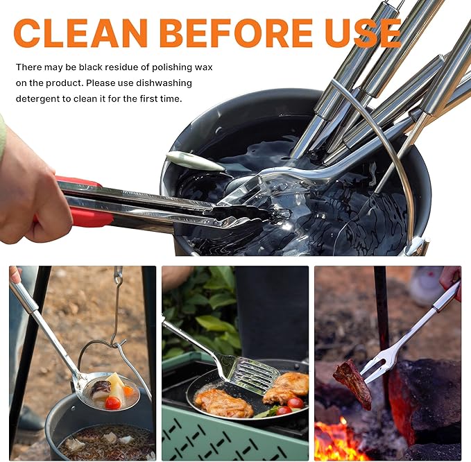 Camping Cooking Utensils Set Grilling Cookware Camp Kitchen Rotating Marshmallow Roasting Sticks