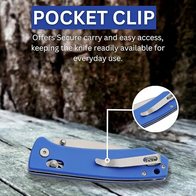 Rite Edge Premium Folding Pocket Knife 4.25" With Stainless Steel Blade, G10 Handle, Belt Clip