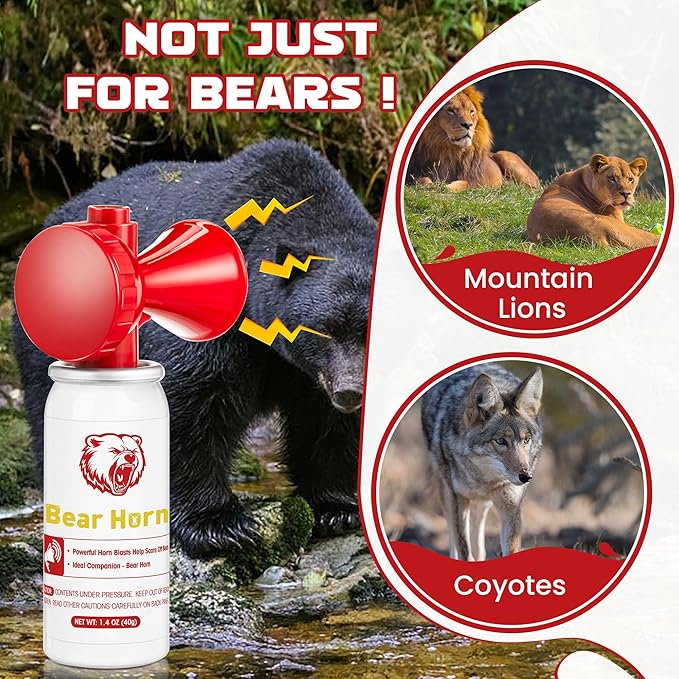 Bear Horn to Scare Bears 1.4oz, Very Loud 120dB Bear Air Horns for Safety for Hiking, Heard Up to