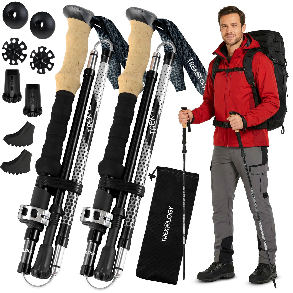 TREKOLOGY Trekking Poles - 2pc, Collapsible - product view 1