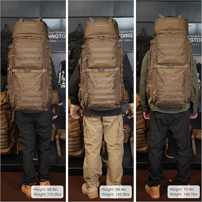 Mardingtop 75L Molle Hiking Internal Frame Backpacks with Rain Cover for
