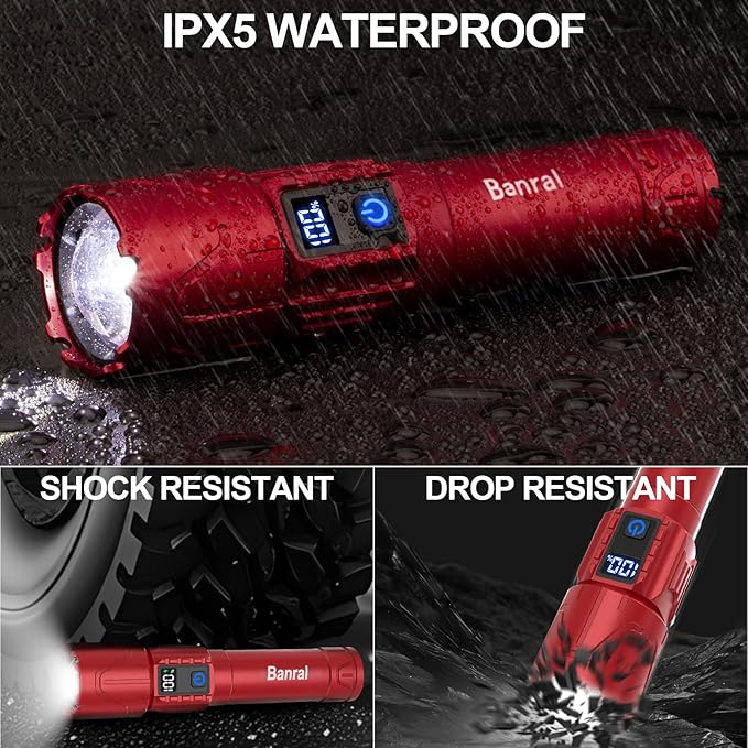 Rechargeable Flashlights High Lumens - Super Bright LED Tactical Flash Light, Powerful Waterproof