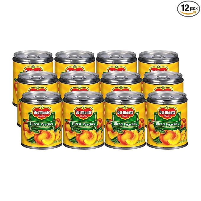 Del Monte Sliced Yellow Cling Canned Peaches in Heavy Syrup, 8.5 oz Can (Pack of 12 Cans)