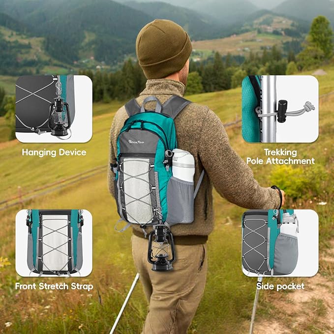 Seektop 20L Foldable Waterproof Hiking Backpack, Ultralight Small Lightweight Daypack Packable