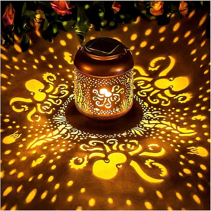 Octopus Solar Lanterns Outdoor Waterproof,Hanging Solar Lights Octopus Gifts for Women Men Metal