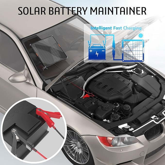 OYMSAE12V Solar Battery Charger ，10W Waterproof Solar Battery Maintainer,Portable Solar Panel