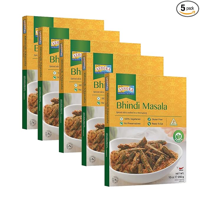Ashoka Ready to Eat 1932, Vegan Spiced Orka, All-Natural Bhindi Masala, Real Indian Meals, Kosher