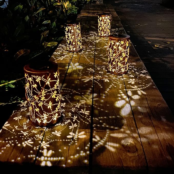Birthday Gifts for Women,Solar Lanterns Outdoor Hanging Lantern Lights, Dragonfly Hollowed-Out