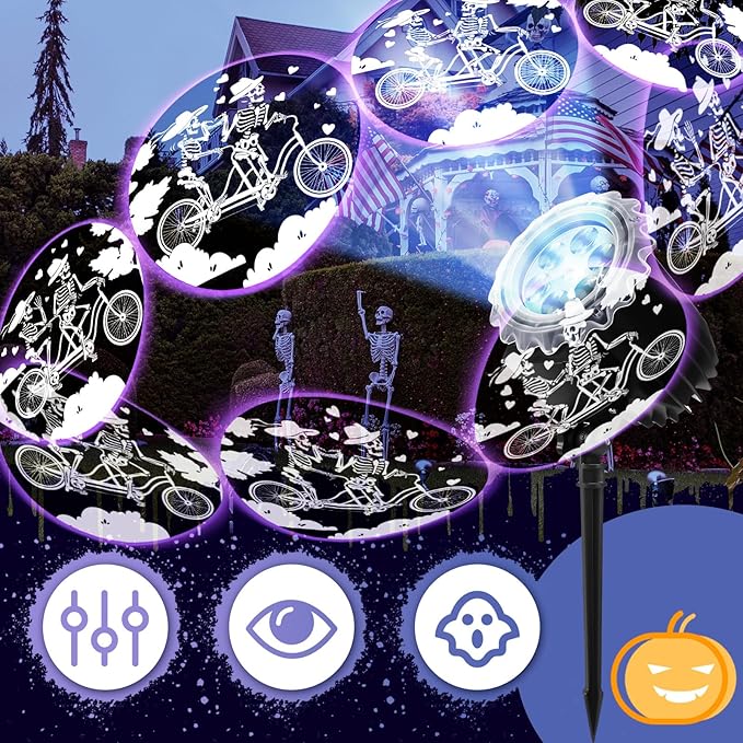 Halloween Projector Light with 1 Film Slides Holiday LED Projector Lights Outdoor Reflectors